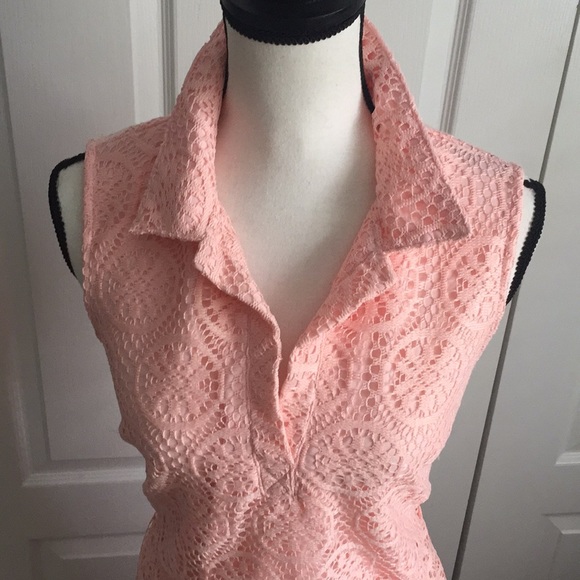 SLEEVELESS PEACH LACE DRESS - Picture 3 of 7